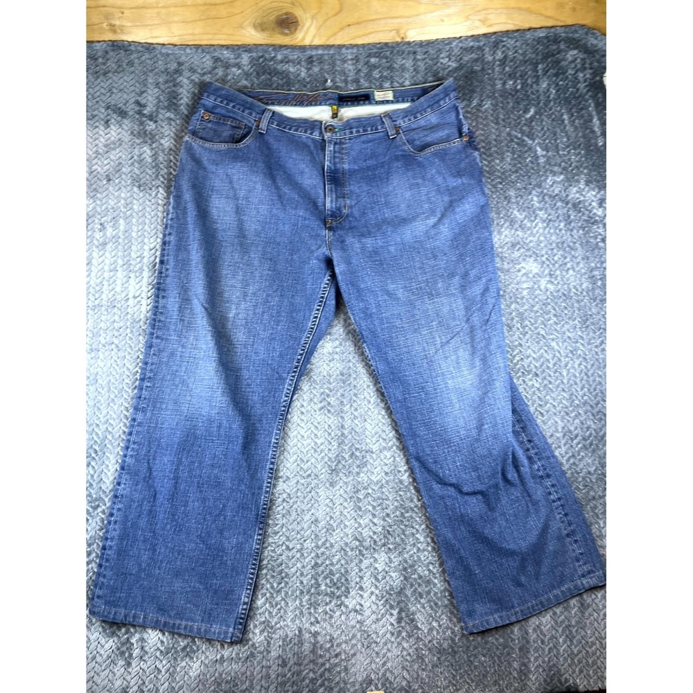 Tommy Hilfiger Relaxed Jeans Mens 42x30 Blue Denim High Rise Wide Leg Streetwear